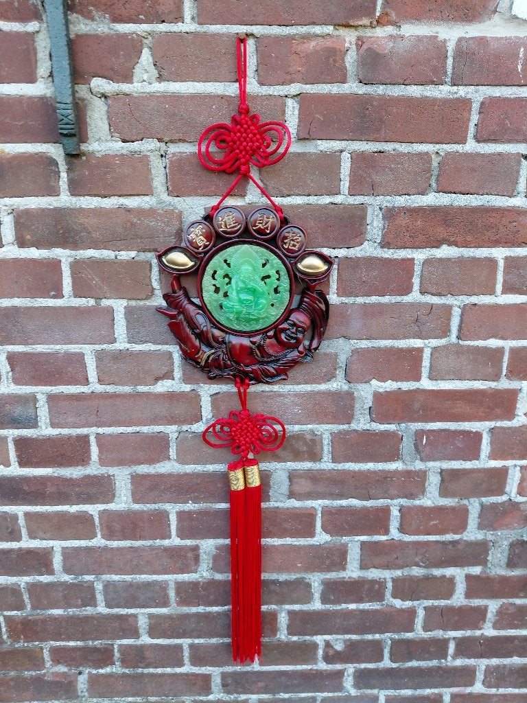 Chinese wandhanger met Boedah afbeelding., Wanddecoratie, Verzenden, Op te hangen, Overige materialen