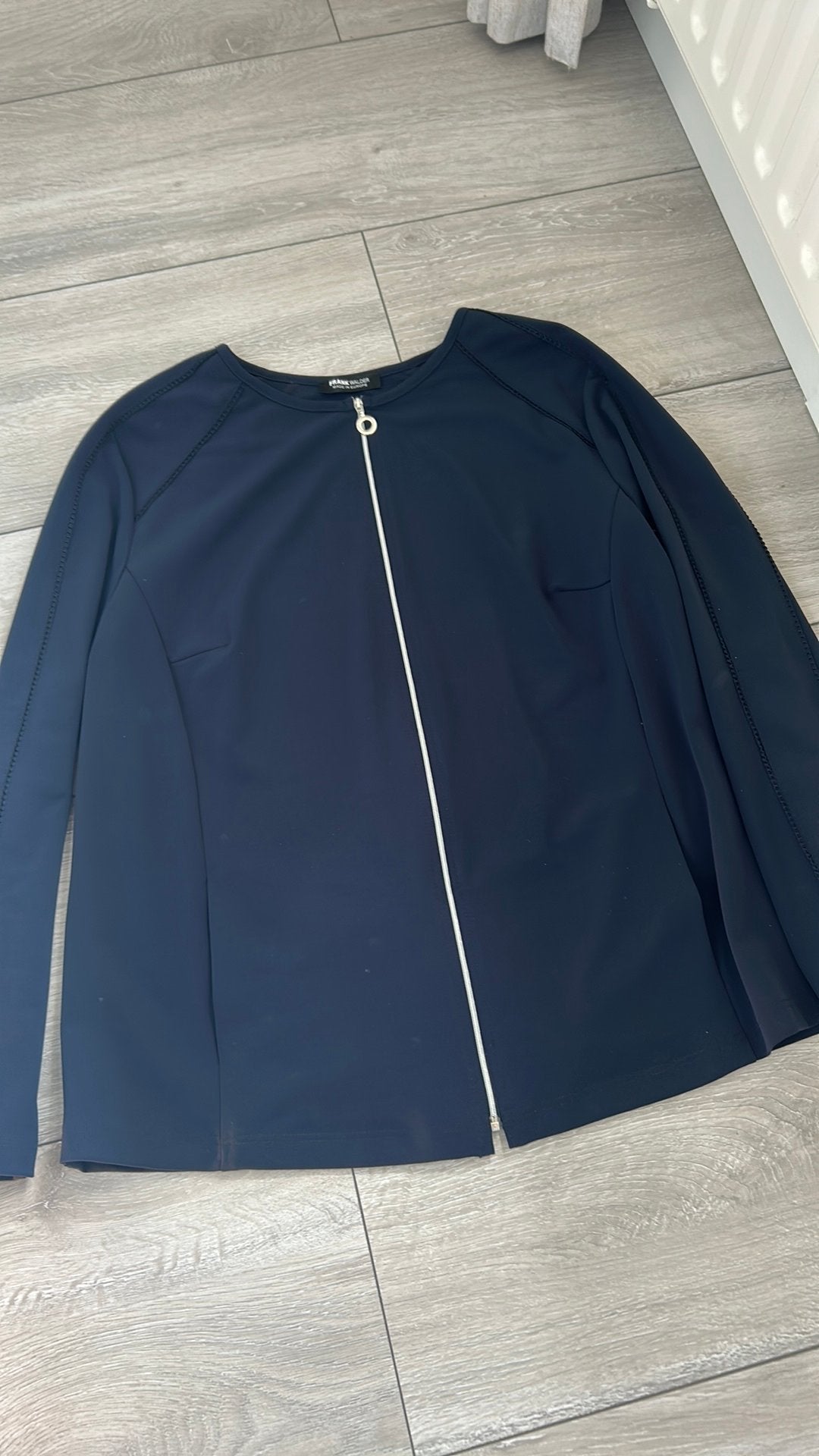 Frank Walder Donkerblauwe Blouse met Rits, Ophalen, Zo goed als nieuw, Maat 38/40 (M), Blauw
