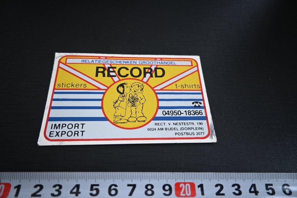 sticker Budel (Dorplein) RECORD relatiegeschenken groothande, Verzamelen, Stickers, Ophalen, Zo goed als nieuw