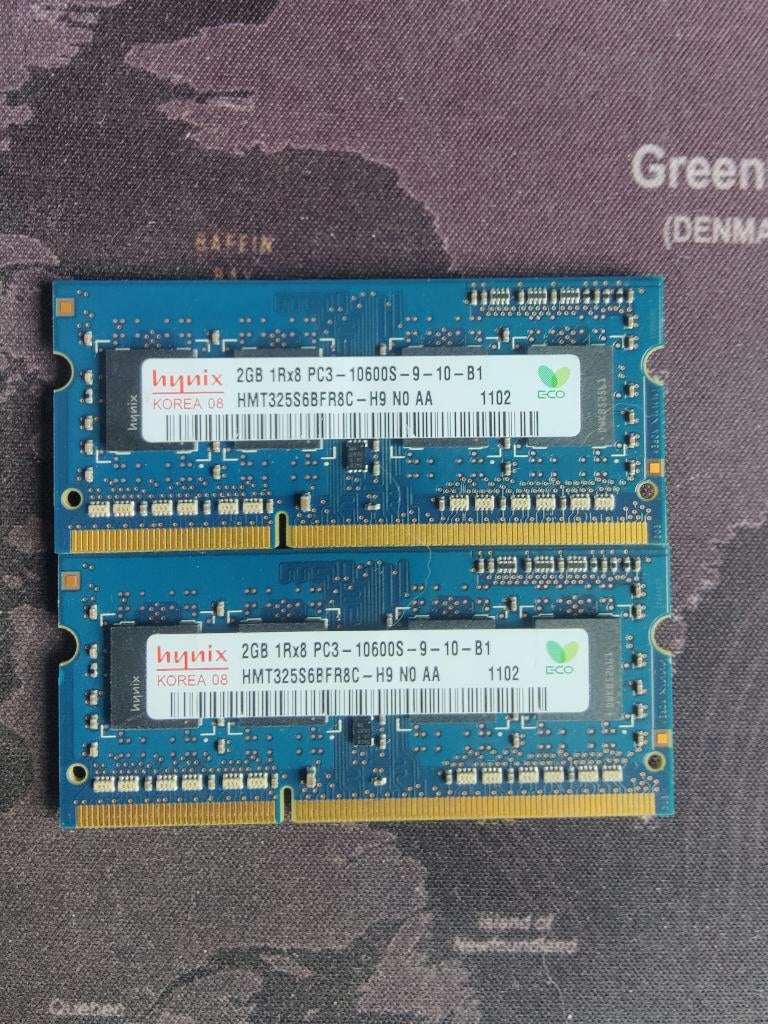 2x 2GB DDR3 SO-DIMM, Computers en Software, RAM geheugen, Ophalen, Gebruikt, DDR3, 2 GB