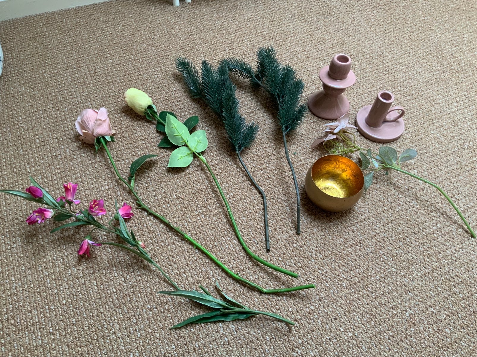 Pakket  woonaccessoires Kandelaar Kunstbloem etc., Ophalen of Verzenden