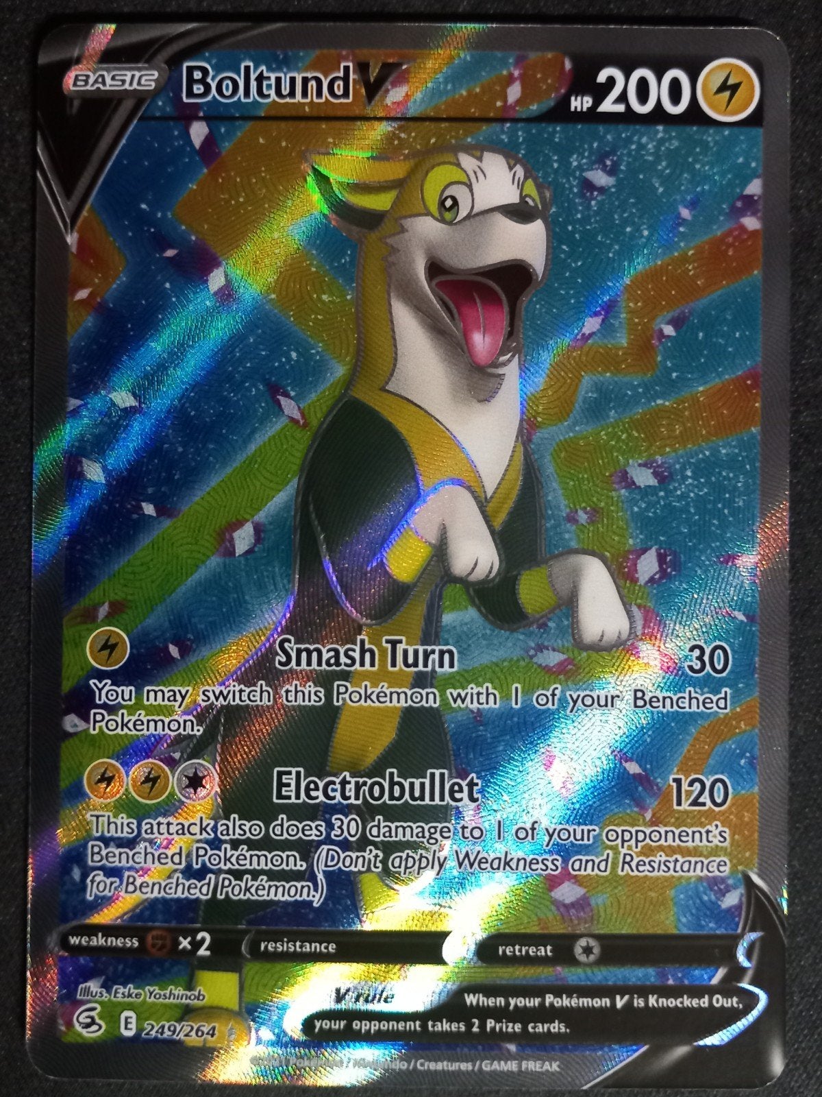 Pokemon Boltund V 249/264 Fusion Strike Full Art NM, Verzenden, Zo goed als nieuw, Losse kaart, Foil