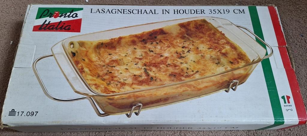 Glazen ovenschaal / lasagneschaal met houder – 35x19 cm, Ophalen of Verzenden