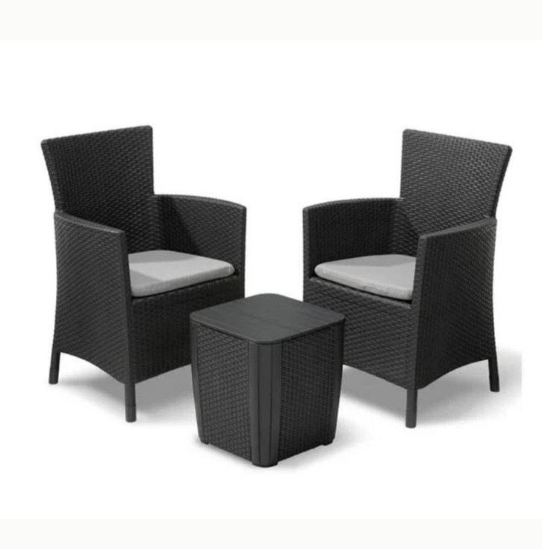Tuin balkonset met tafeltje, Ophalen, Gebruikt, Wicker, 2 zitplaatsen
