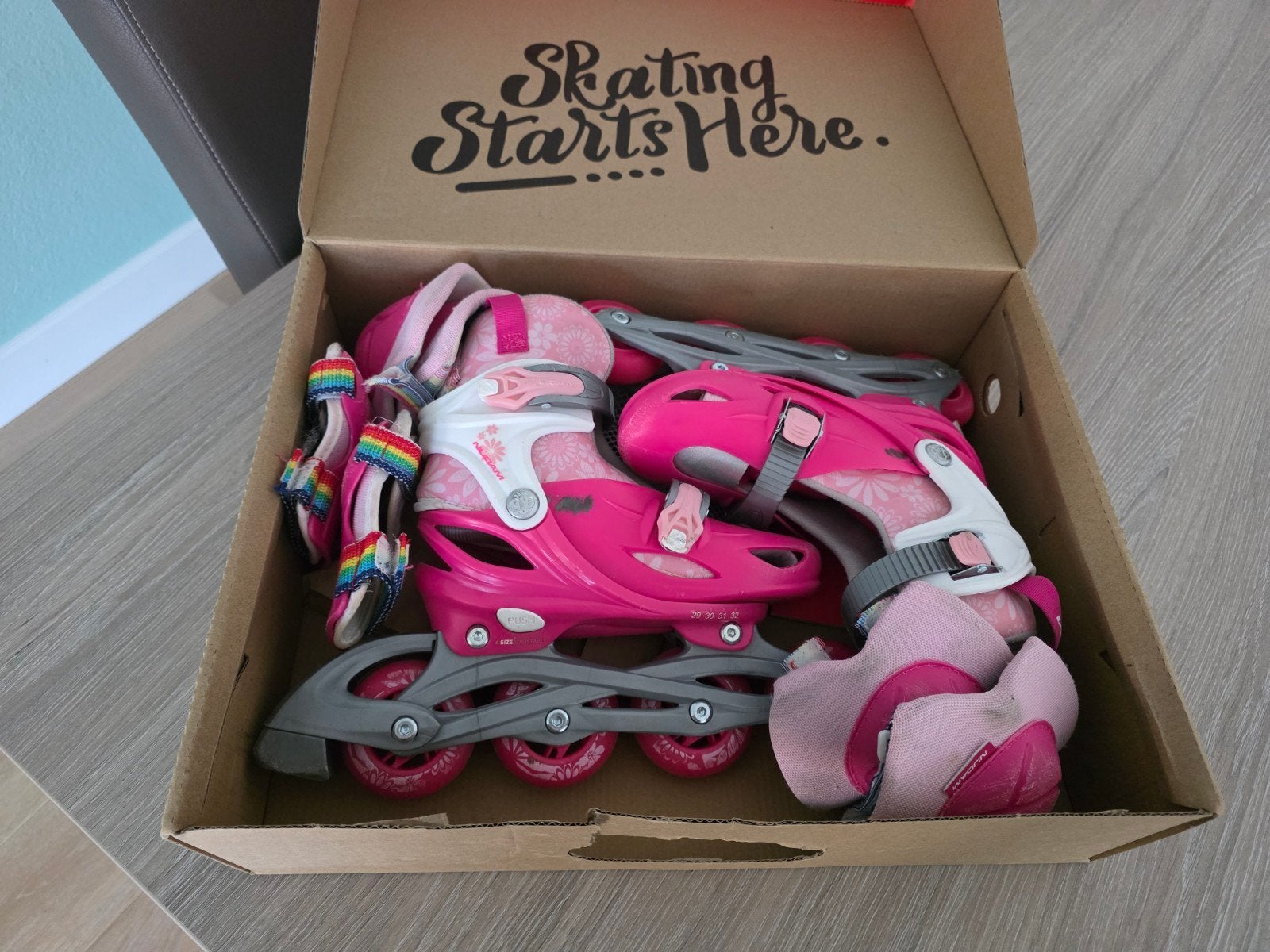 Nijdam 3-in-1 Skates verstelbaar 29-32 met beschermset, Ophalen of Verzenden, Verstelbaar, Gebruikt, Kinderen