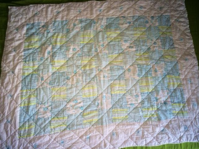 Wit turquoise lime patchwork quilt speelkleed sprei boxkleed, Jongetje of Meisje, Wit, Nieuw, Ophalen of Verzenden