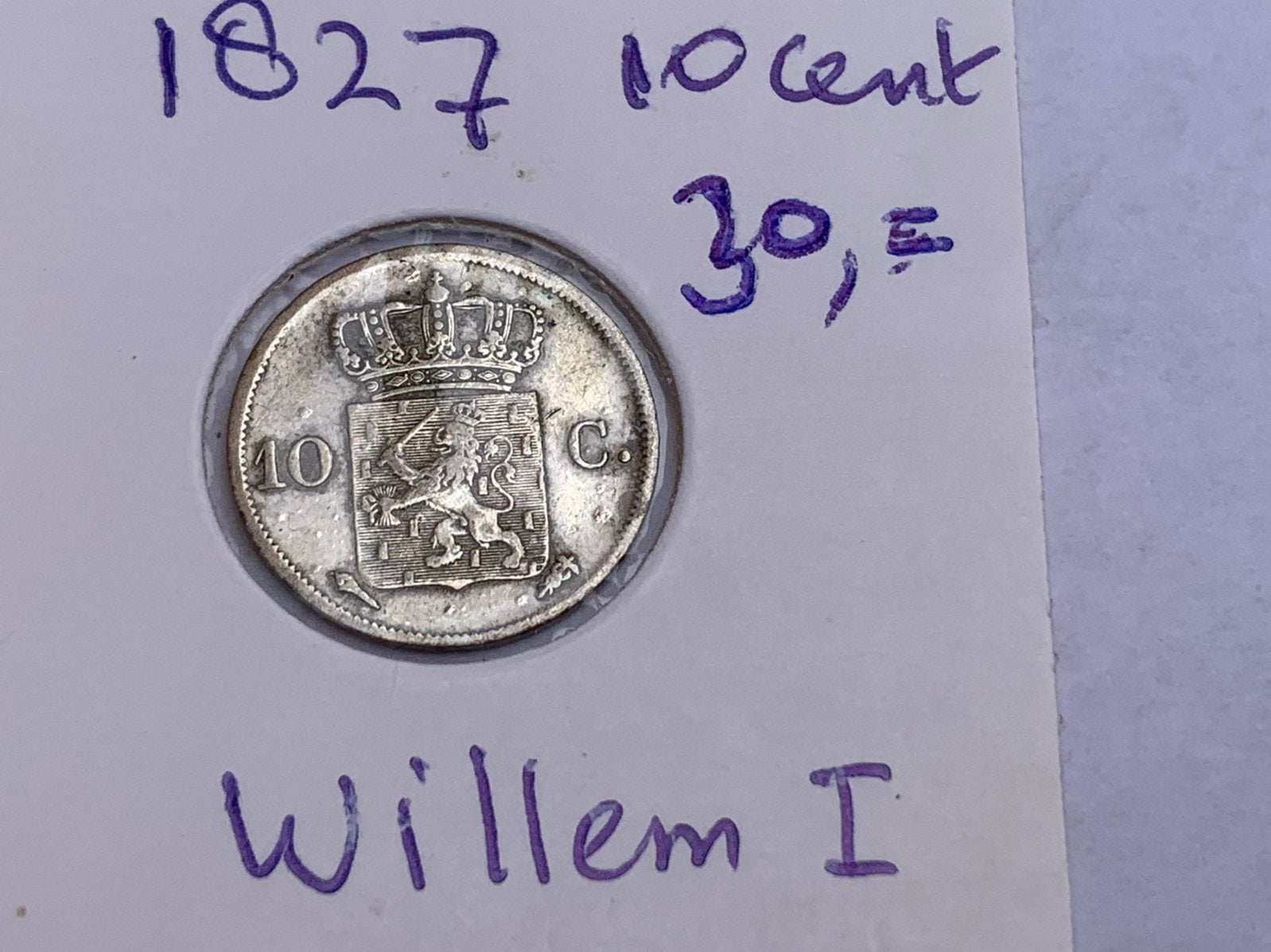 Zilveren 1827 10 cent willem 1 schaars, Ophalen of Verzenden, Koning Willem I, 10 cent