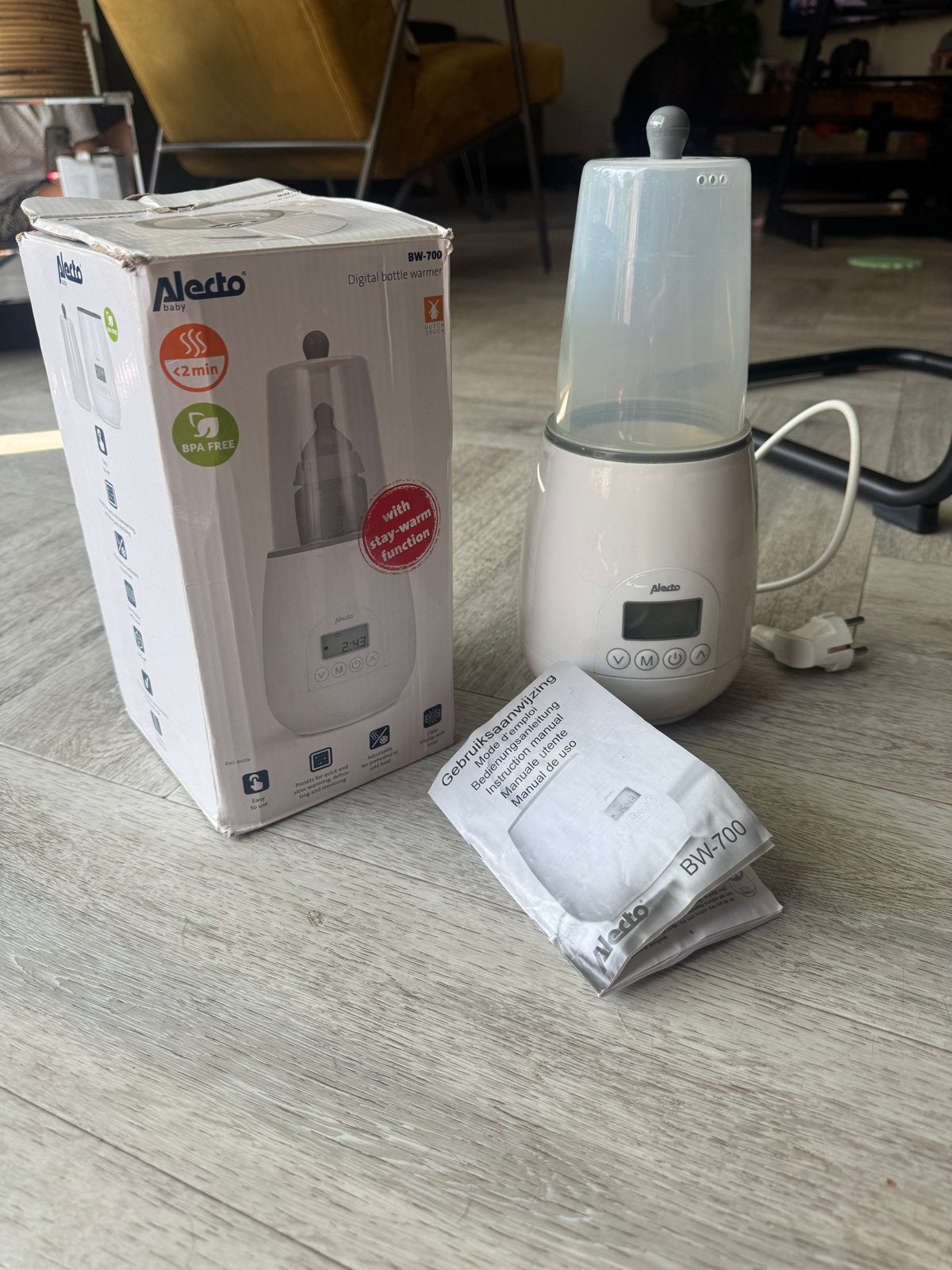 Alecto Digitale Flessenwarmer BW-700 met Warmhoudfunctie, Ophalen of Verzenden, Gebruikt, Flessen- of potjesverwarmer