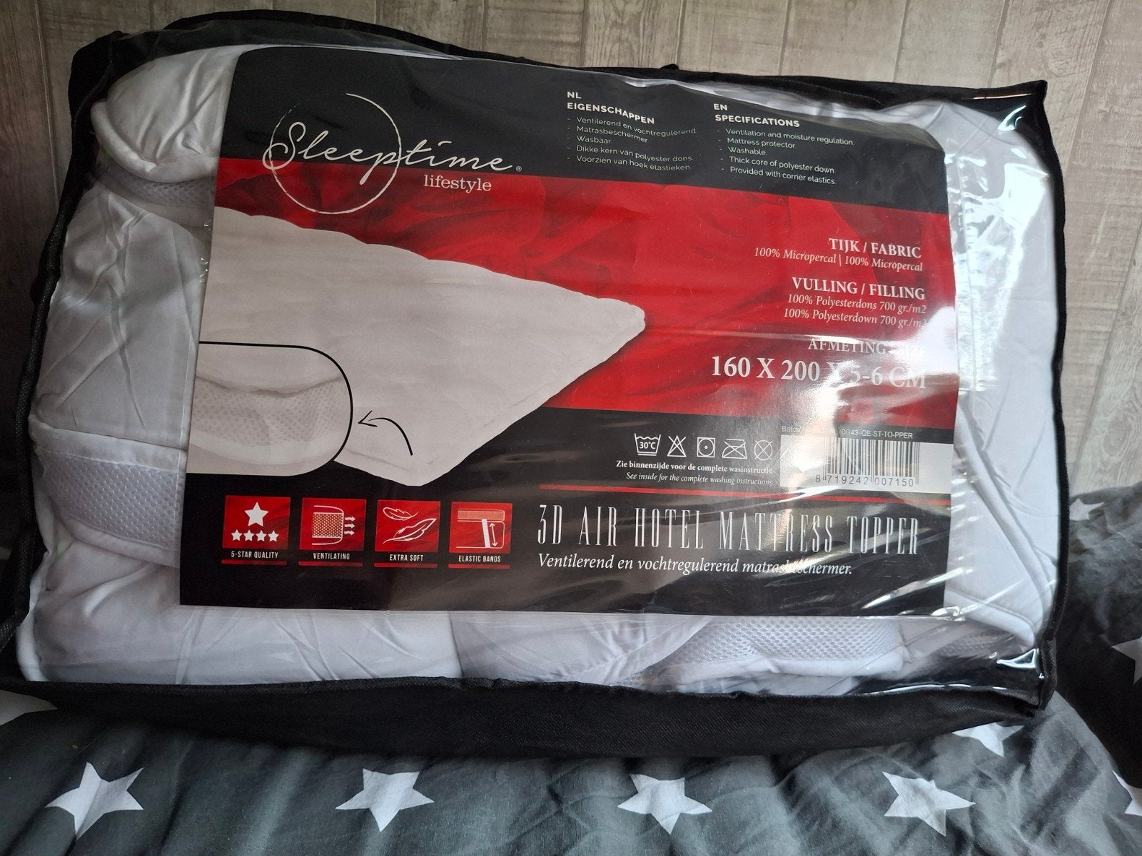 sleeptime 3d air dual topmatras 160x200, Ophalen of Verzenden, Zo goed als nieuw, Tweepersoons