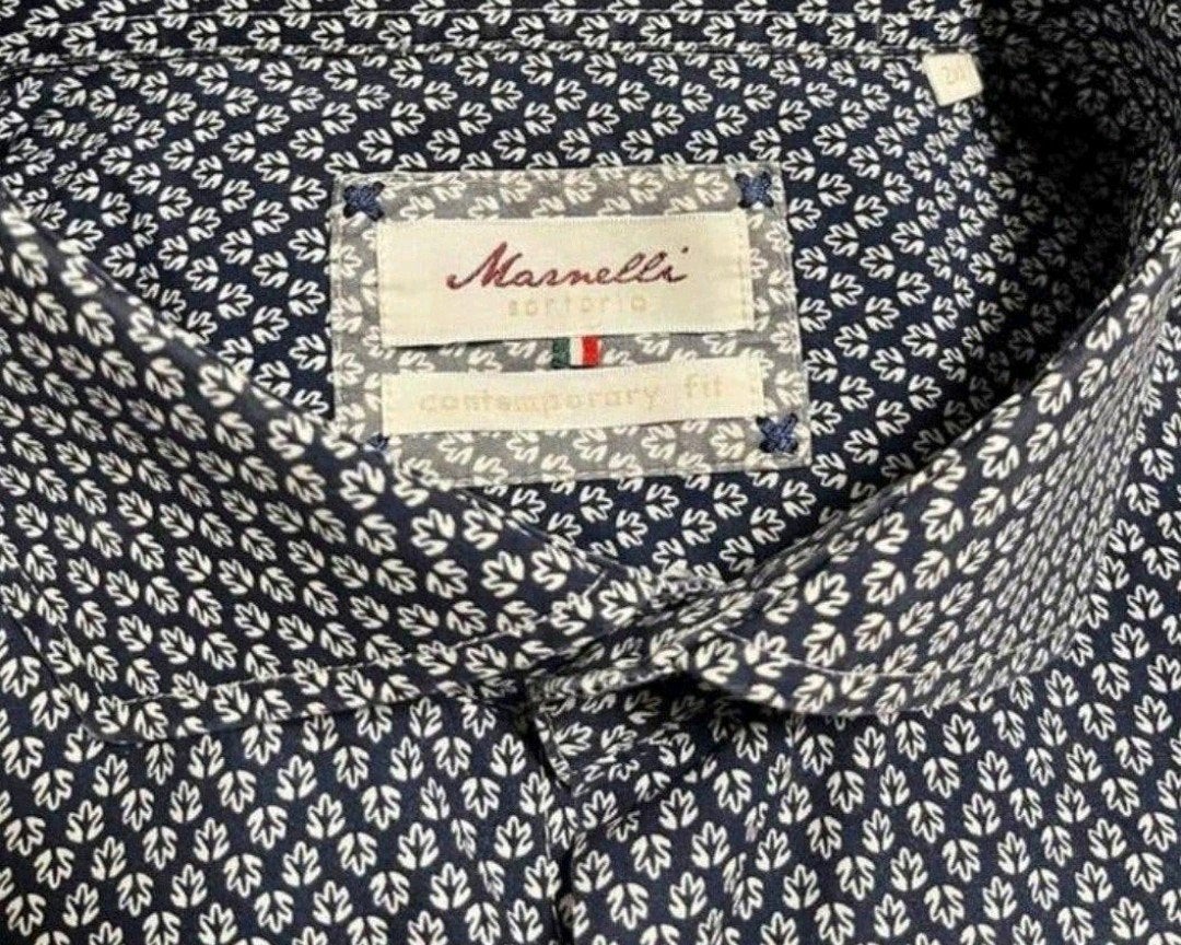 Marnelli Overhemd Donkerblauw Wit Contemporary Fit XXL, Kleding | Heren, Blauw, Ophalen of Verzenden, Zo goed als nieuw, Marnelli