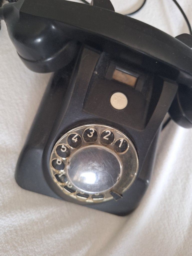 Vintage bakaliete telefoon zwart, Ophalen, Gebruikt, Met draaischijf
