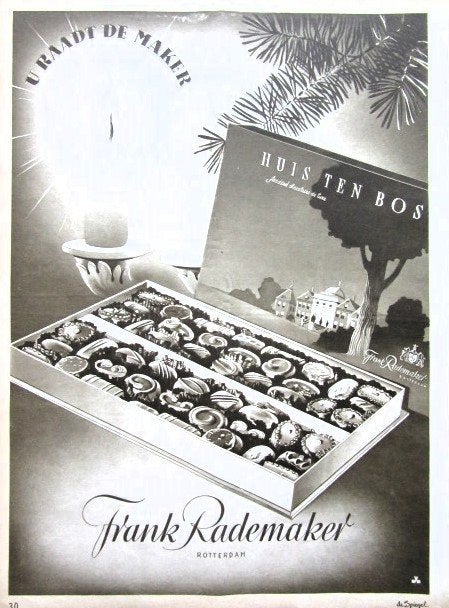 34 vintage advertenties Frank Rademaker Rotterdam 49-0 snoep, Verzamelen, Ophalen of Verzenden, Zo goed als nieuw, Overige typen
