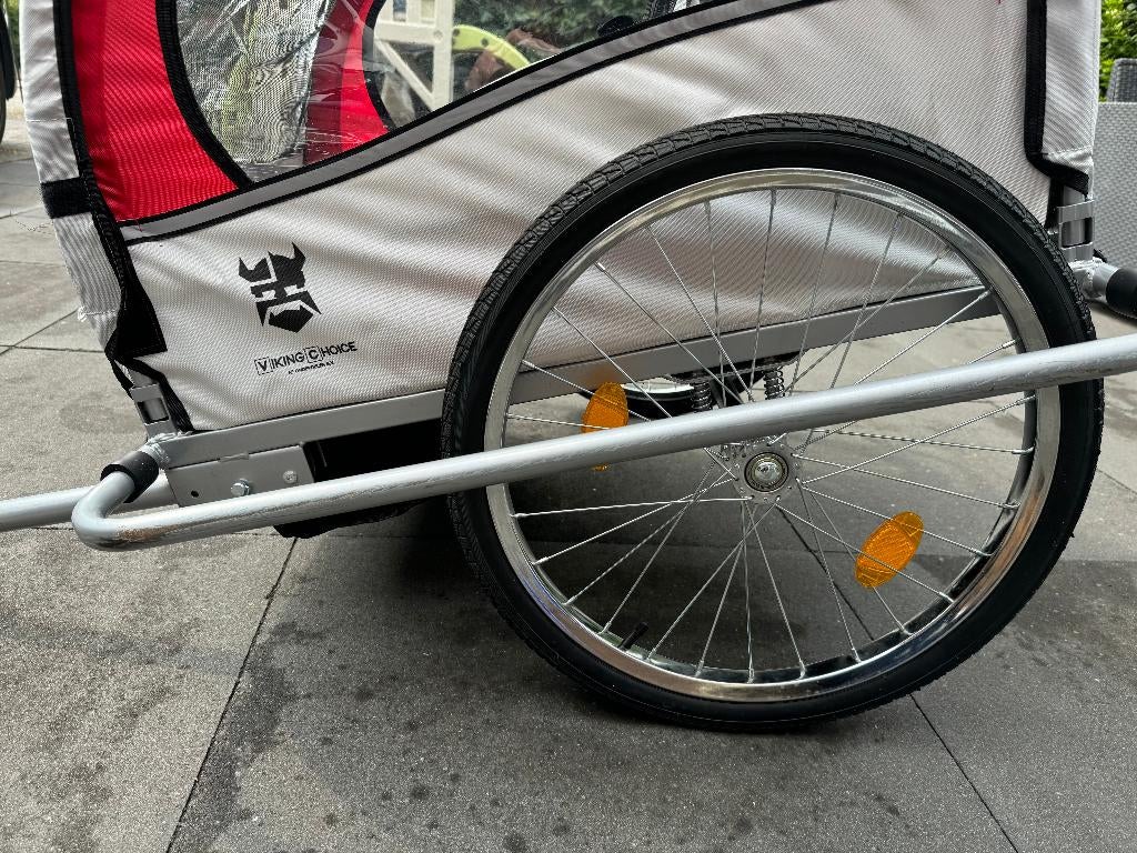 Fietskar kind - fietsaanhanger - 2-zits - schokbreker - rood, Ophalen, Gebruikt, Opvouwbaar, 20 tot 40 kg