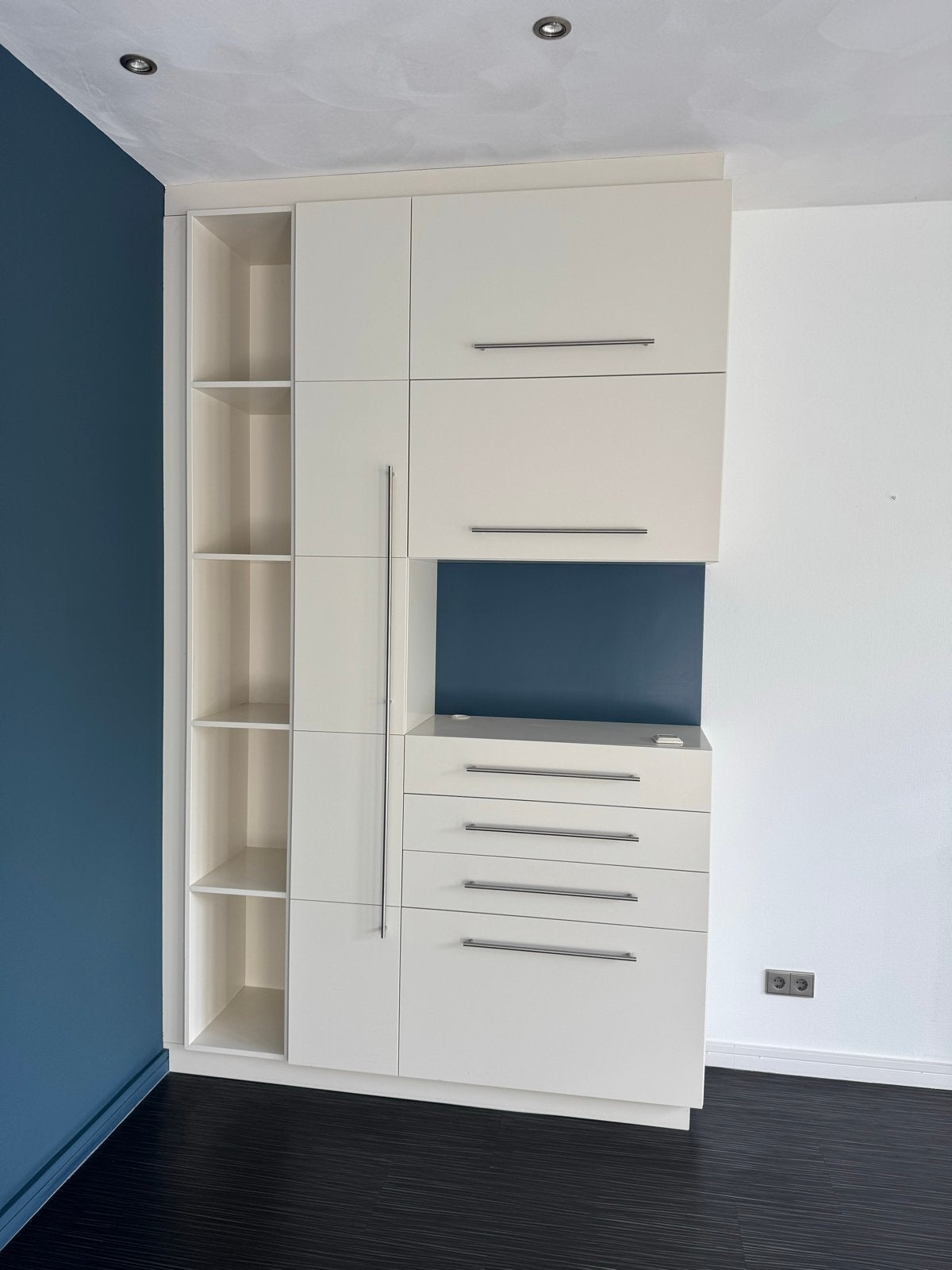 Moderne witte kast met lades en planken, Huis en Inrichting, Ophalen, 200 cm of meer, 50 tot 100 cm, Zo goed als nieuw