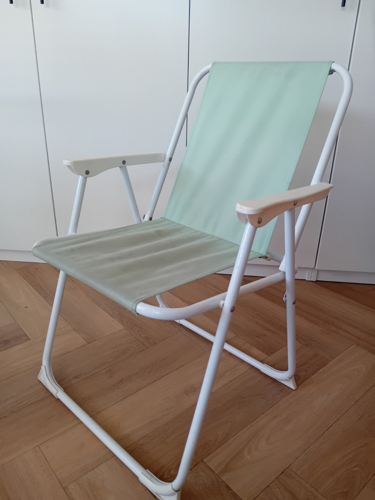 Mintgroene klapstoel van Blokker, Huis en Inrichting, Stoelen, Ophalen, Gebruikt, Overige kleuren, Stof