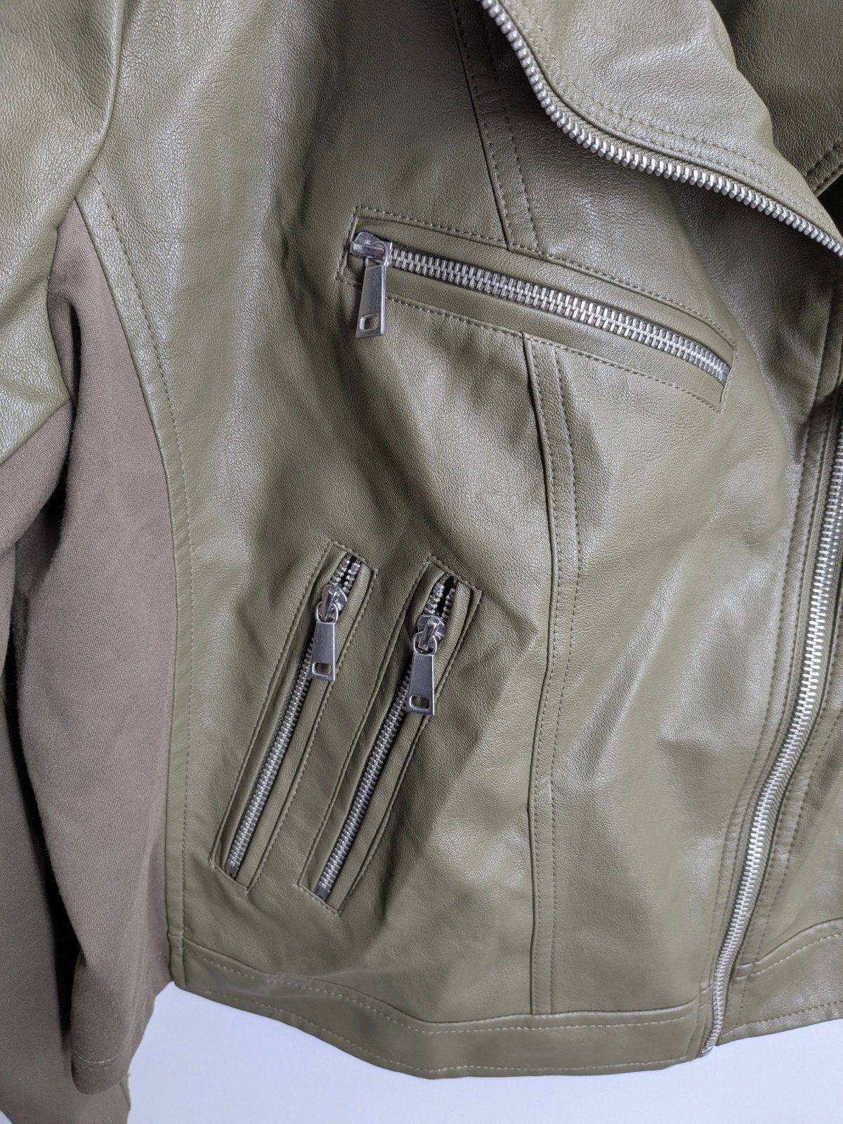 MS Mode Bikerjack Imitatieleer Olijfgroen Maat 52, Kleding | Dames, MS mode, MS mode, Ophalen of Verzenden, MS Mode