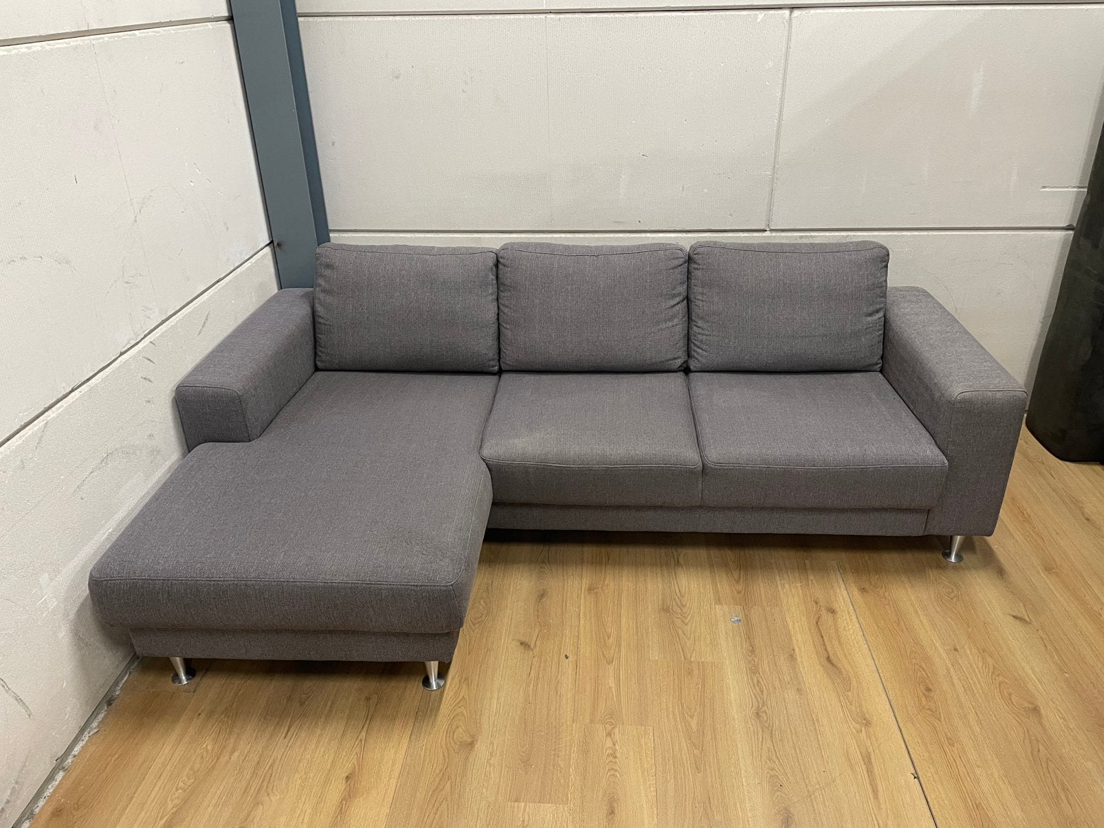 Mooie Grijze hoekbank met chaise longue - GEREINIGD!!!, Ophalen, 125 tot 150 cm, Luxe, Hoekbank