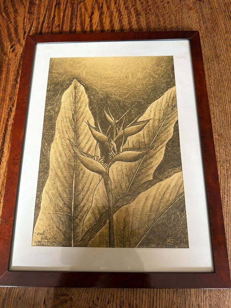 Prachtig kunstwerk van Ogut uit Bali in fraaie lijst, Ophalen of Verzenden