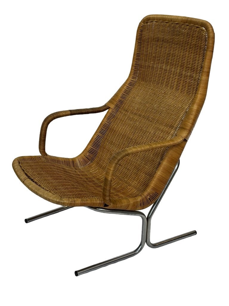 Vintage Rotan Fauteuil - Dirk Van Sliedregt Jaren 60 Design, 75 tot 100 cm, Metaal, Vintage design, Vintage design