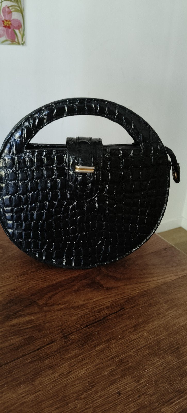 Zwarte lak tas met ritsvakje, Sieraden, Tassen en Uiterlijk, Tassen | Damestassen, Ophalen of Verzenden, Zo goed als nieuw, Zwart