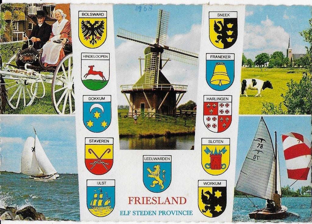 Sus9 Gelopen ansichtkaart friesland elf steden provincie, Ophalen of Verzenden, 1980 tot heden, Gelopen, Friesland