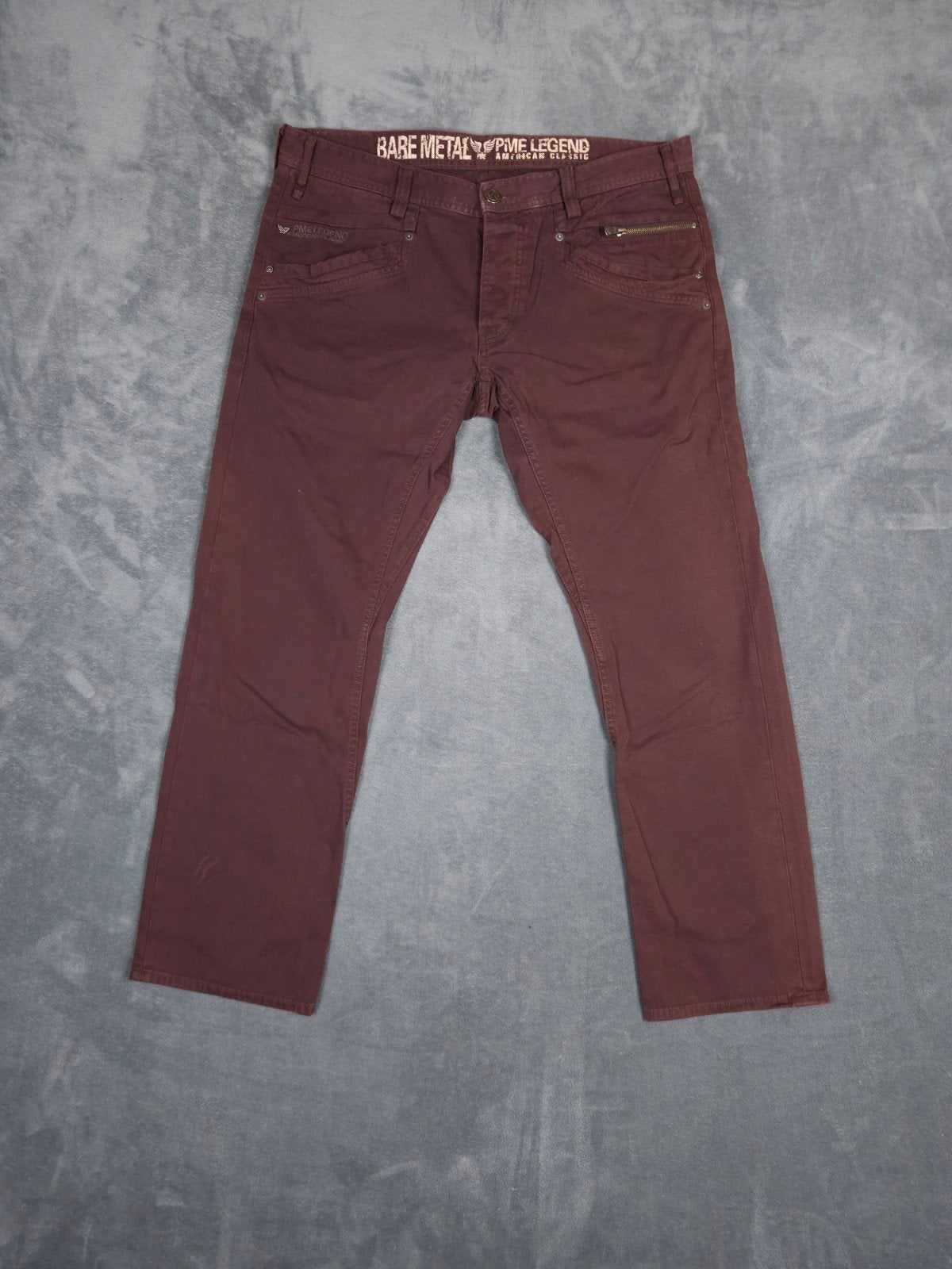 Pme Legend Broek Bare Metal W38 L32 Wijn Rood Jeans Pall Mal, W36 - W38 (confectie 52/54), ., Zo goed als nieuw, .