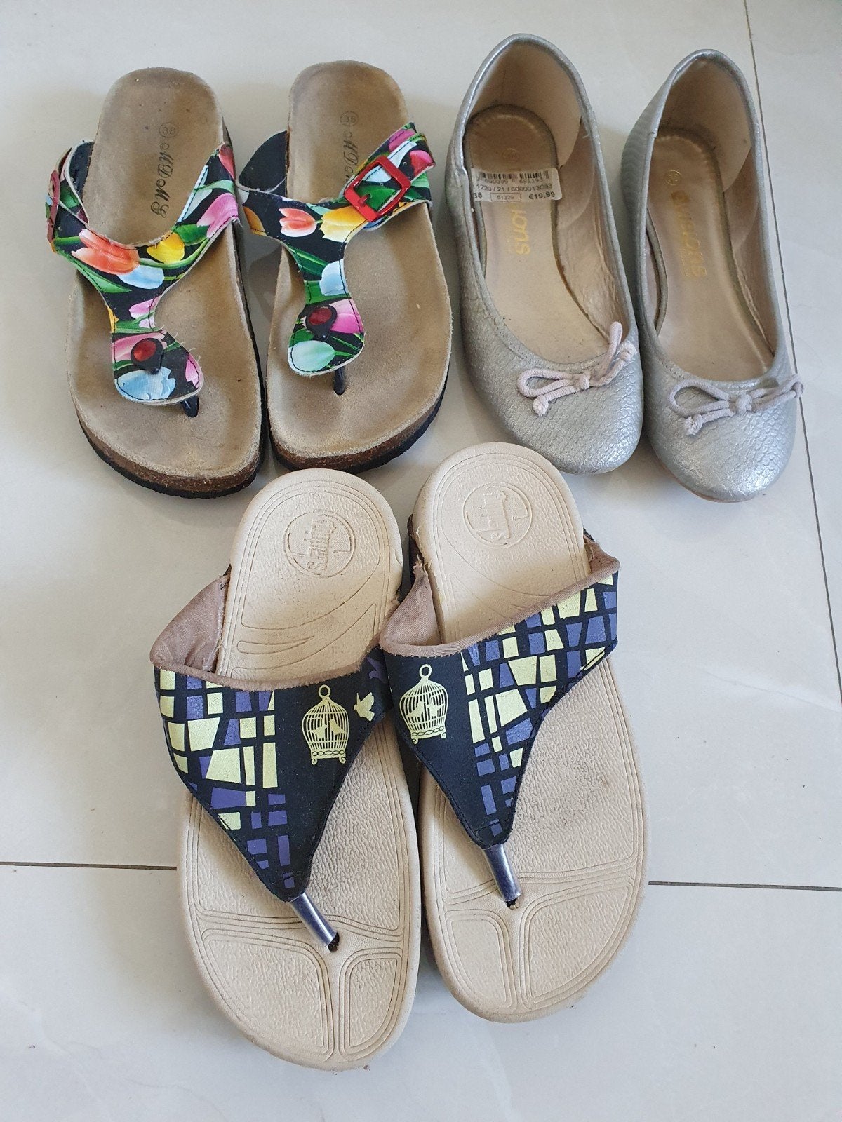 Sandalen, slippers en ballerina's - Maat 38, Ophalen of Verzenden, Gedragen, Overige kleuren, Sandalen of Muiltjes