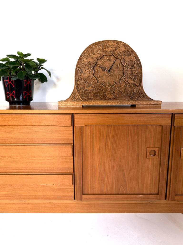 Vintage eikenhouten pendule klok, Art Nouveau ‘73, Ophalen of Verzenden