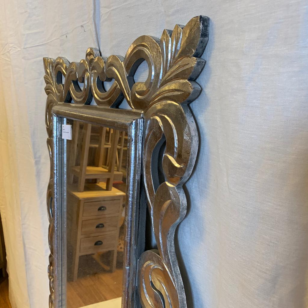 Barok Spiegel – houten lijst zilver - 140 x 70 cm- TTM Wonen, TTM Wonen, Meubels – (Perzische) Tapijten en Woonaccessoires, Nieuw