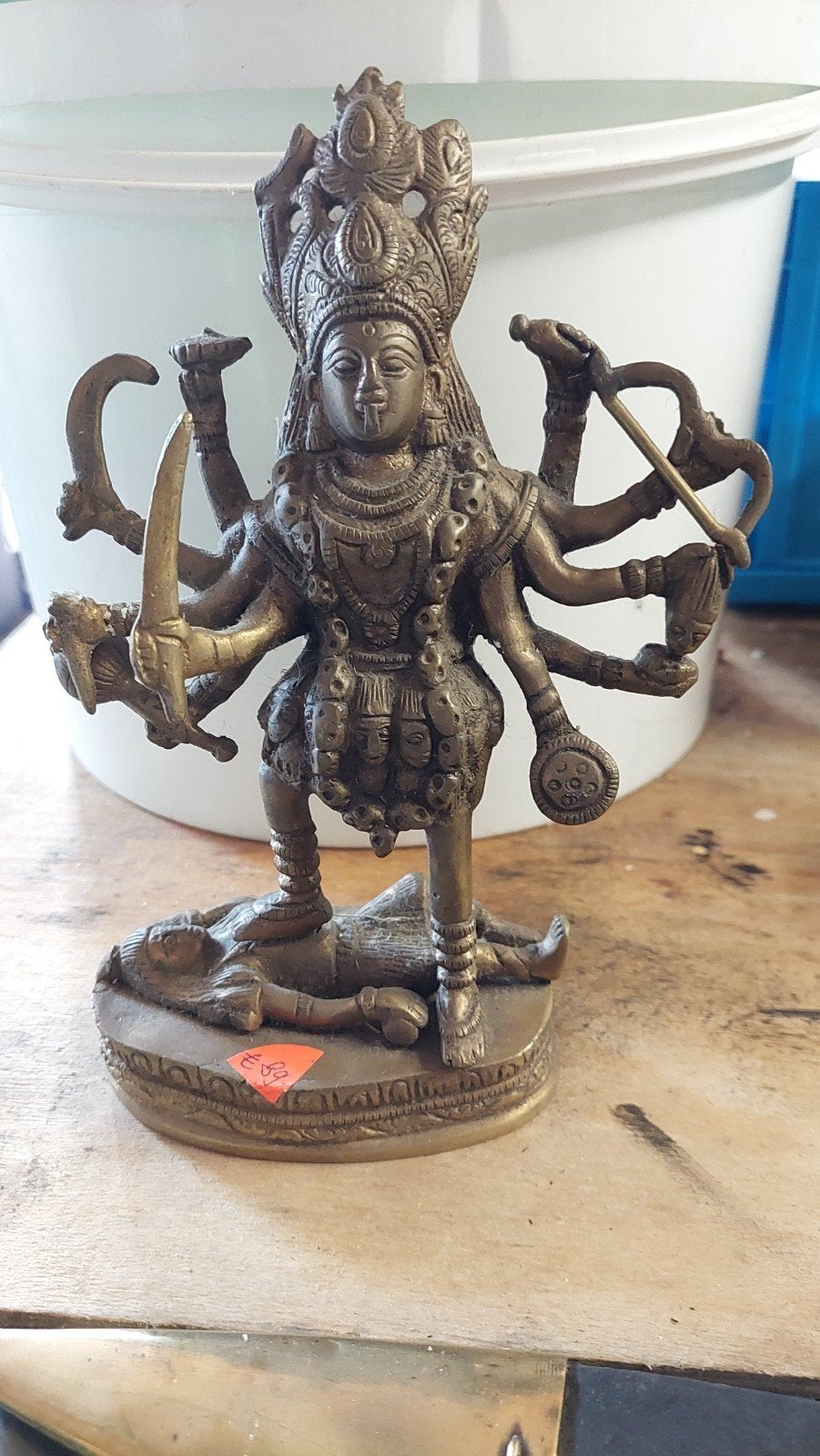 Zwaar bronzen/koperen beeld van godin met meerdere armen, Ophalen of Verzenden