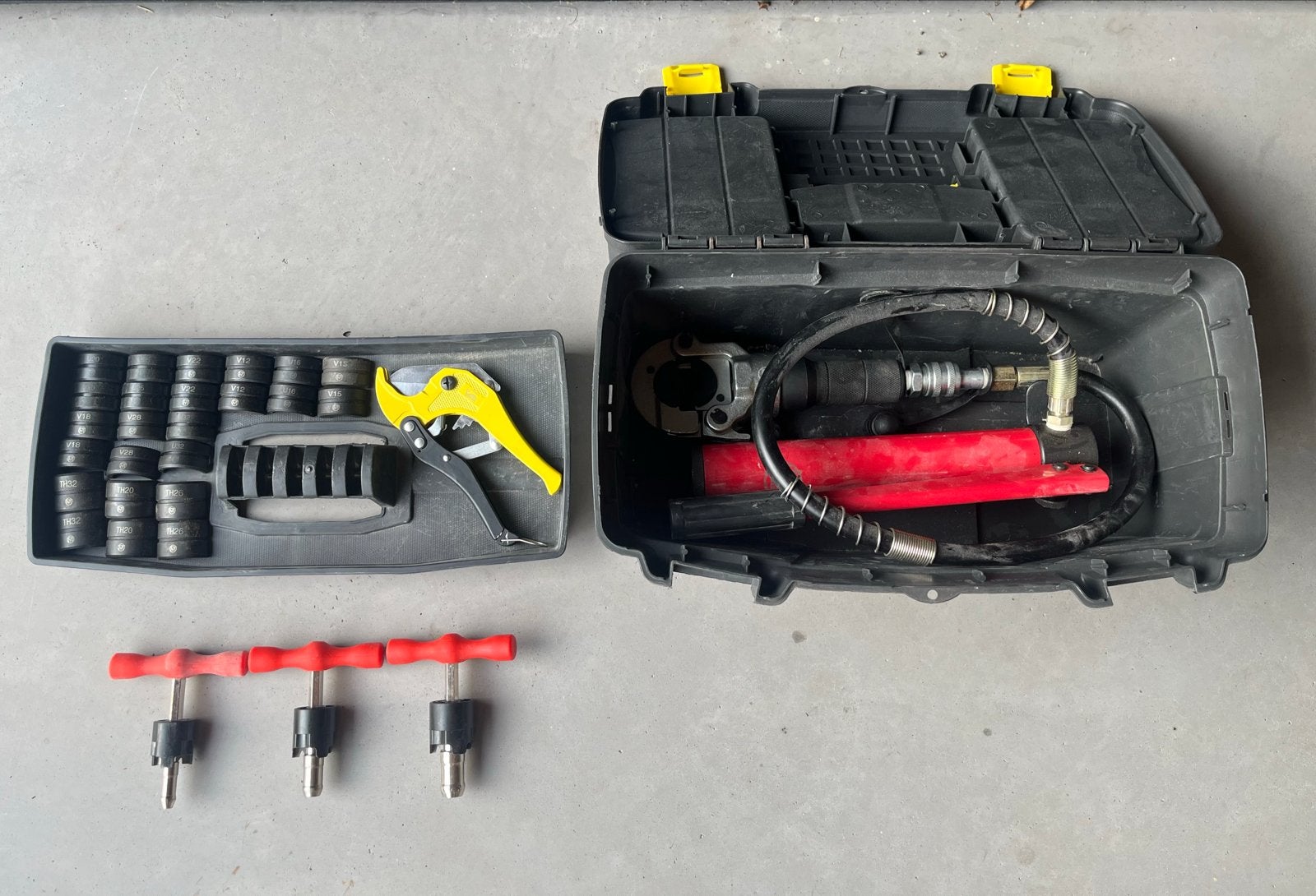 Hydraulische perstang set met diverse bekken en toebehoren, Ophalen, Gebruikt, Overige typen, Overige merken