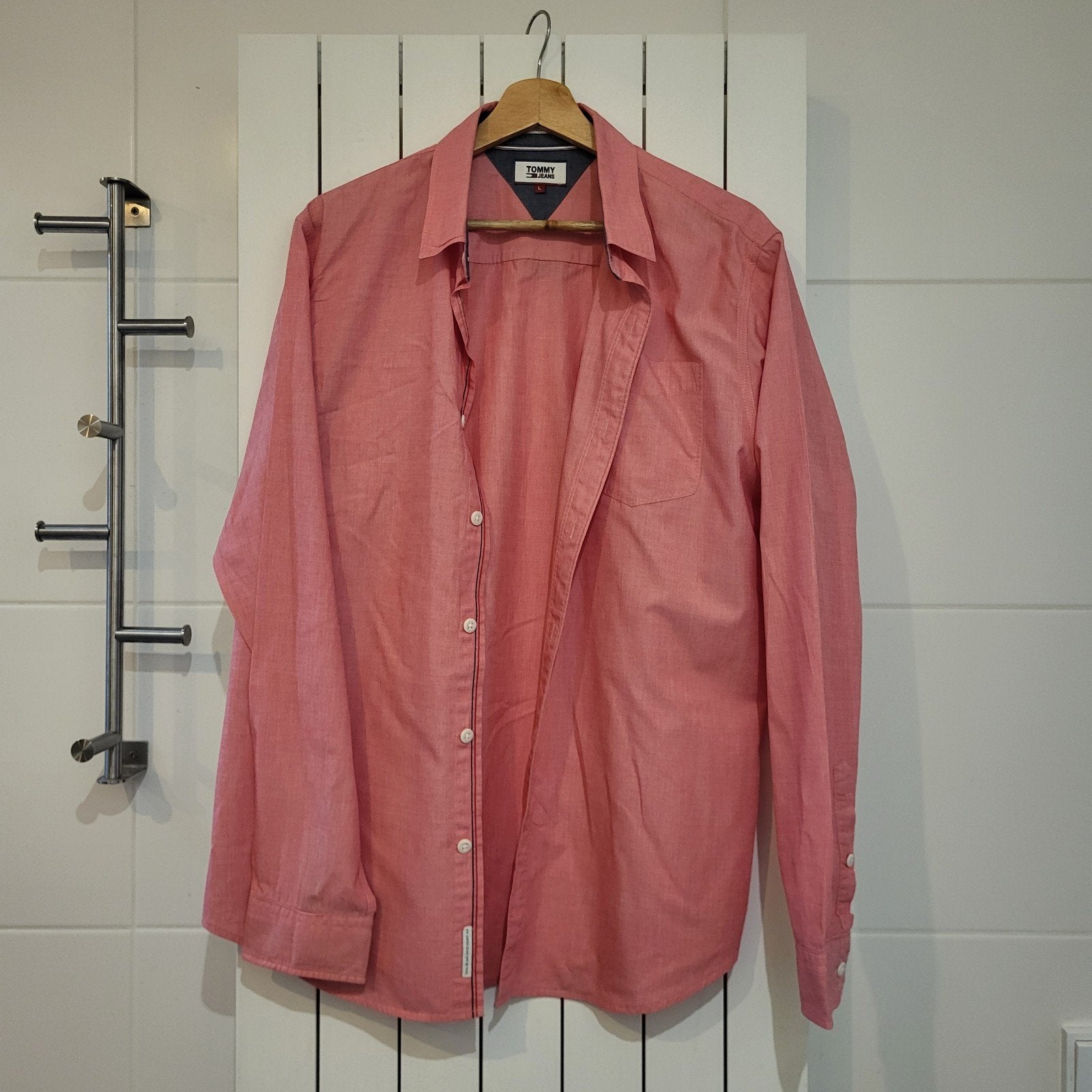 Tommy Hilfiger overhemd maat L, Kleding | Heren, Overhemden, Ophalen of Verzenden, Zo goed als nieuw, Blauw
