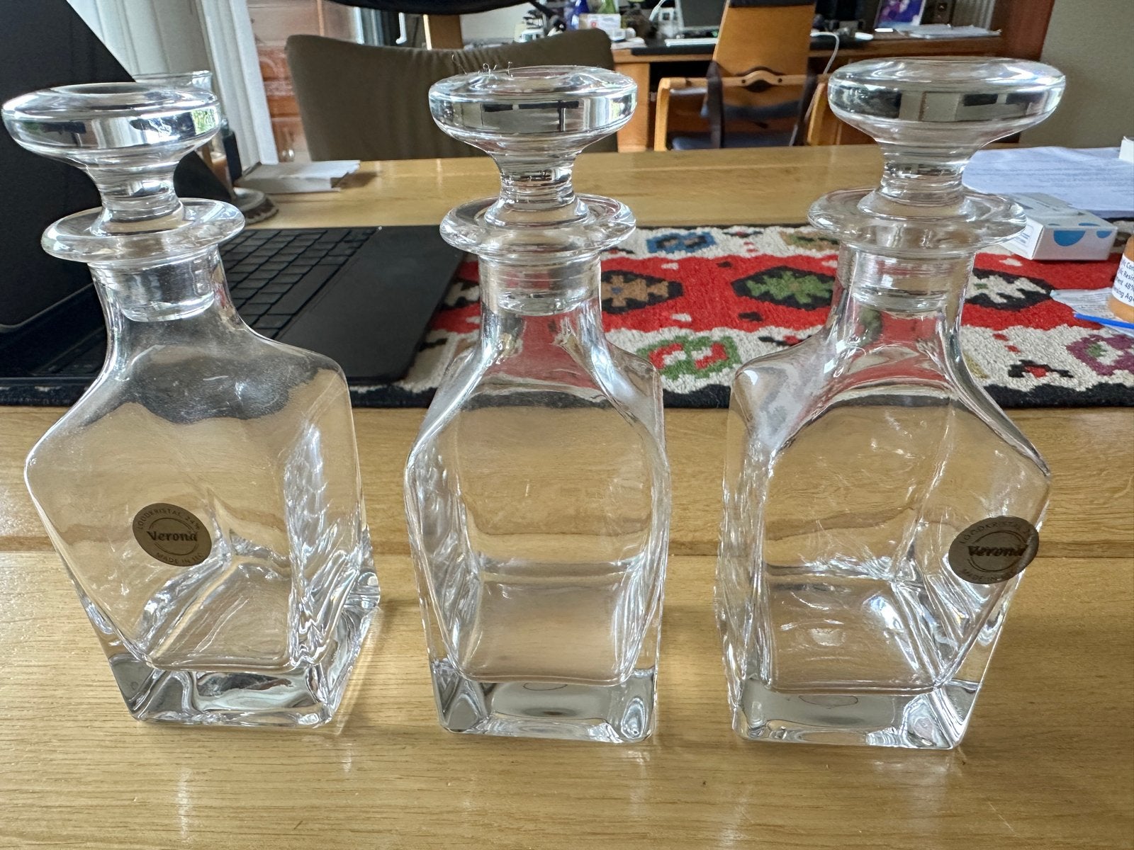 Set van 3 Veronese kristallen karaffen - 15 cm hoog, Antiek en Kunst, Ophalen of Verzenden
