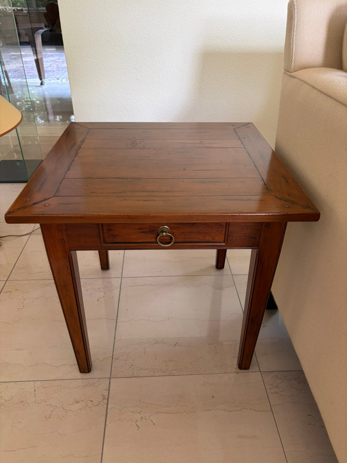 Bijzettafel kersenhout, Huis en Inrichting, Vierkant, 55 tot 75 cm, Zo goed als nieuw, Hout