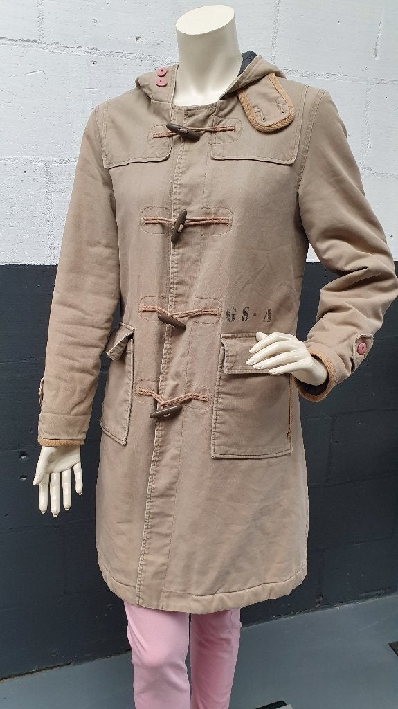 G-Star bruin lange tussenjas, parka met knopen. Mt S. S25, Tweedehands verkoop, Bruin, Ophalen of Verzenden, Tweedehands verkoop