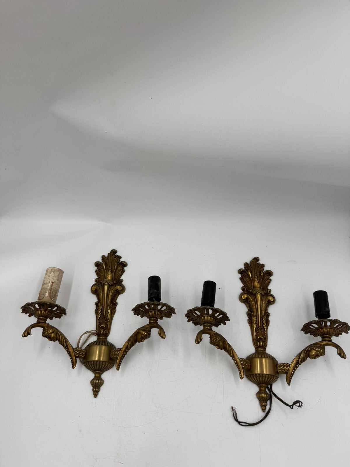 Stel Antieke Franse 2-Lichts Wandappliques - Kariatiden, Antiek en Kunst, Ophalen of Verzenden