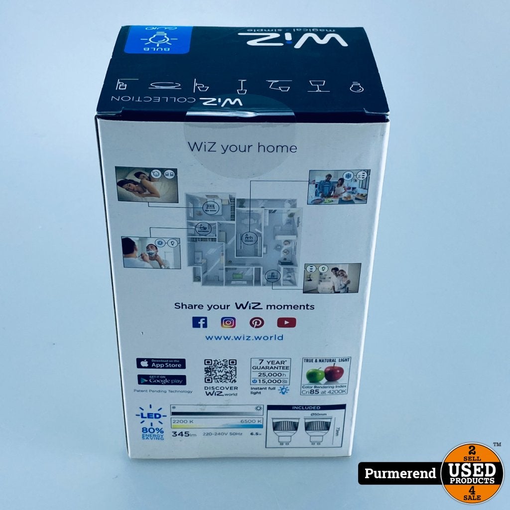 WiZ GU10 smart led-spot Whites 6.5W (2 stuks) | Nieuw in sea, Flex Ltd., Gebruikt, https://flex.com/contact-us, Nobelstraat 10, 5807 GA Oostrum LB, Limburg, Nederland