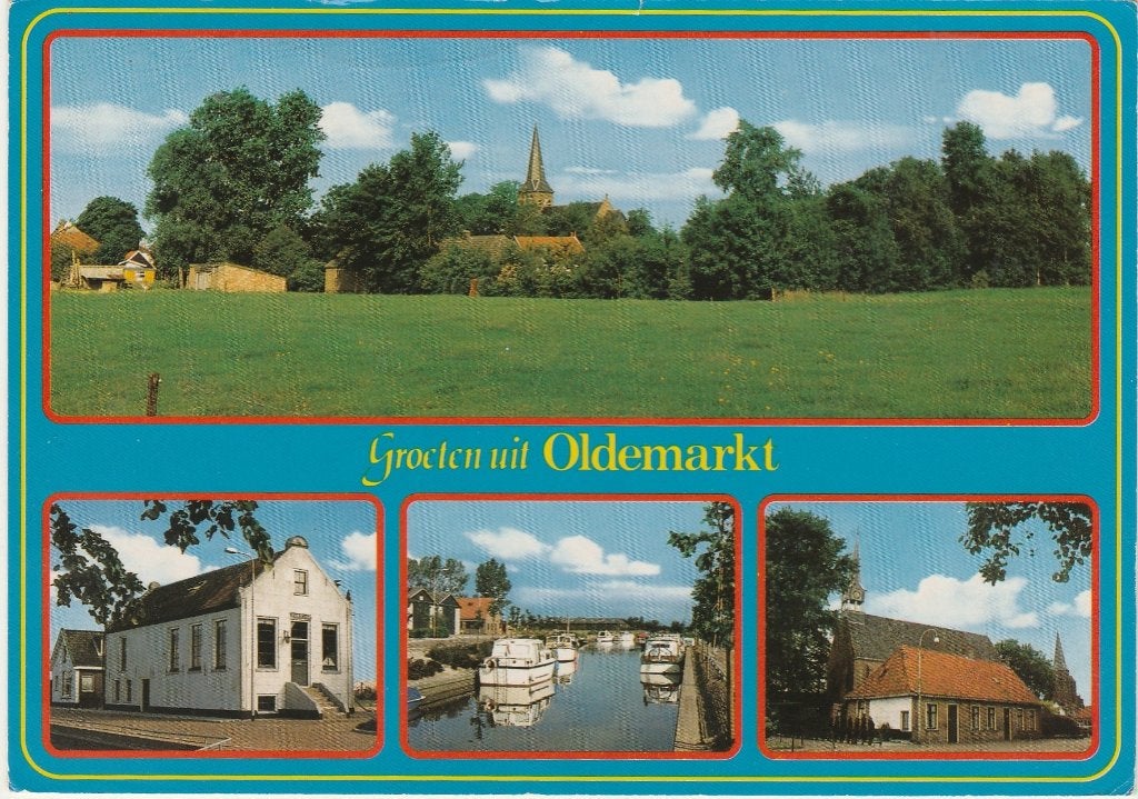 OLDEMARKT Panorama Huis Haven Kerk Groeten, Verzenden, 1980 tot heden, Gelopen, Overijssel