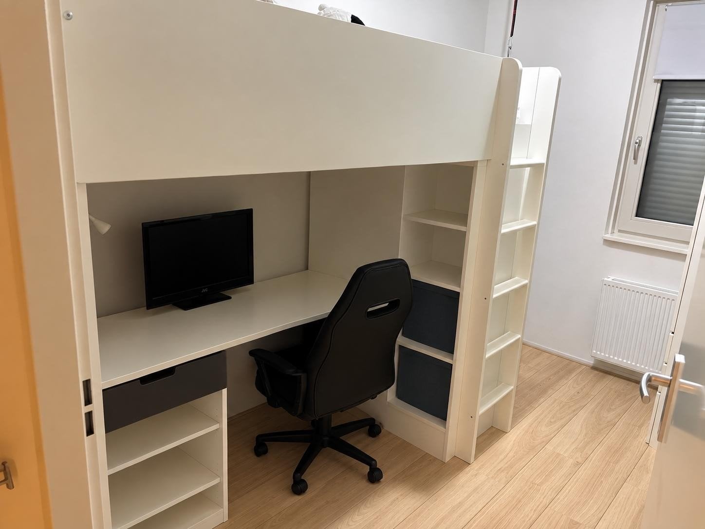 Hoogslaper met bureau en opbergruimte - Gebruikt, Huis en Inrichting, Ophalen, Gebruikt, Eenpersoons, 200 cm