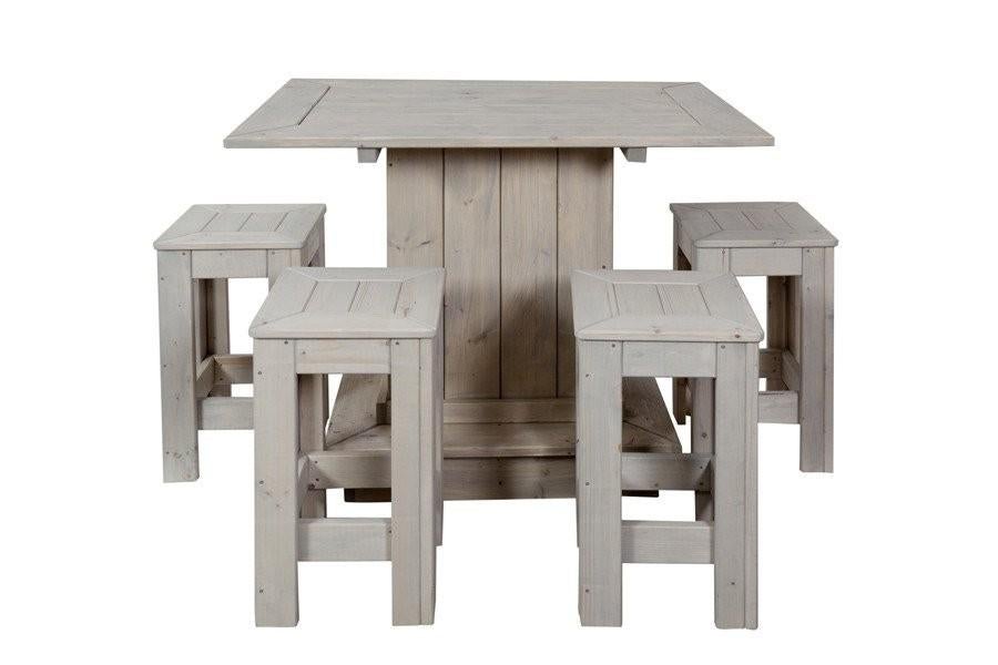 Houten bartafel met 4 krukken Nieuw in blank en Grijs., Ophalen, Nieuw