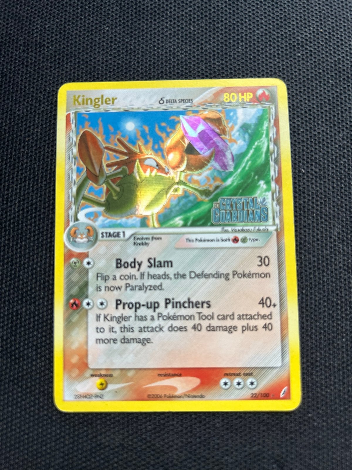 Kingler Delta Species - Crystal Guardians reverse holo, Ophalen of Verzenden, Gebruikt, Losse kaart