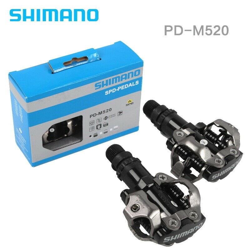 Mountainbike klik pedaalset Shimano SPD type PD-M520, Fietsen en Brommers, Fietsonderdelen, Crankstel of Pedalen, Ophalen of Verzenden