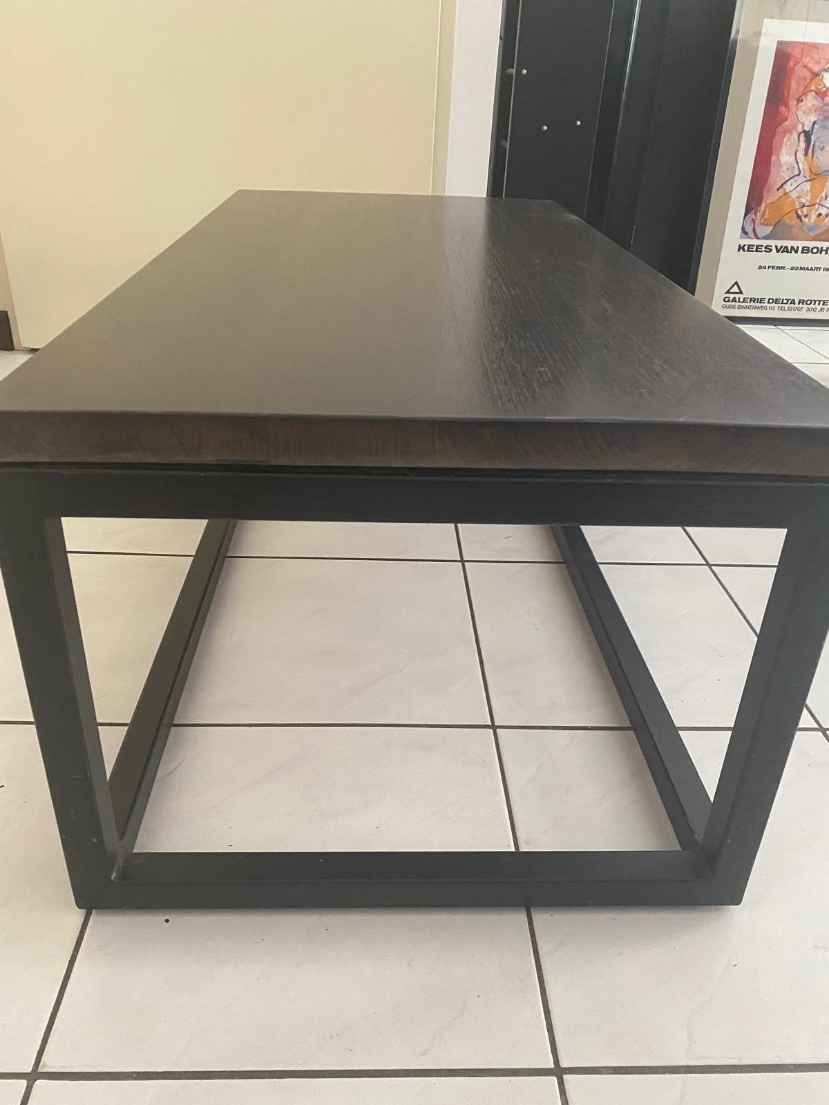 Salontafel met donker teak houten blad, Gebruikt, 100 tot 150 cm, Teakhout, Modern/industrieel