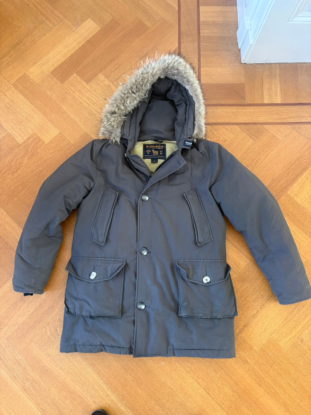 Woolrich Donsjas Parka M / Medium, Ophalen of Verzenden, Gedragen, Maat 38/40 (M), Grijs