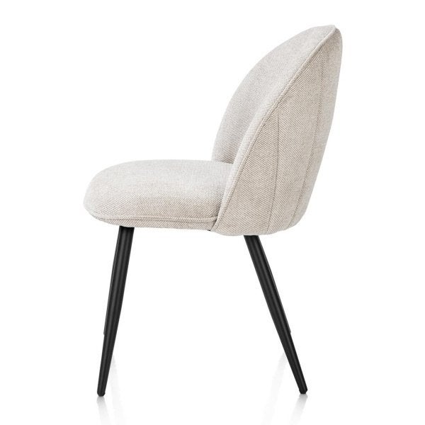 9 nieuwe stoelen, Creme/wit stof, zwarte poten., Huis en Inrichting, Stoelen, Ophalen, Wit, Nieuw, Stof