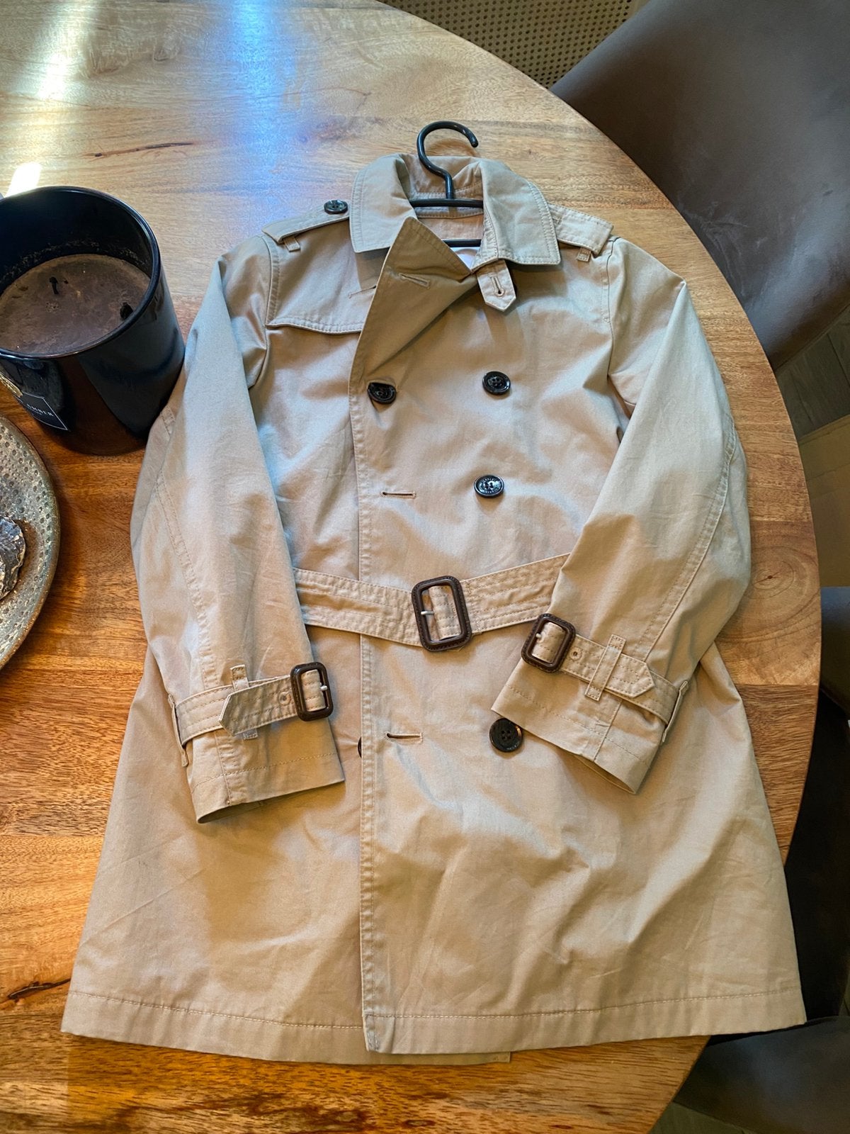 Burberry children jas/trenchcoat - kind maat 128, Ophalen, Zo goed als nieuw, Maat 34 (XS) of kleiner, Beige