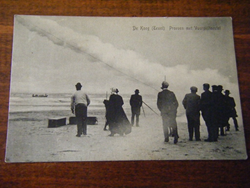 Y40 - Texel - De Koog - Vuurpijltoestel - ca. 1910 - Mooi, Verzamelen, Ansichtkaarten | Nederland, Ophalen of Verzenden, Voor 1920