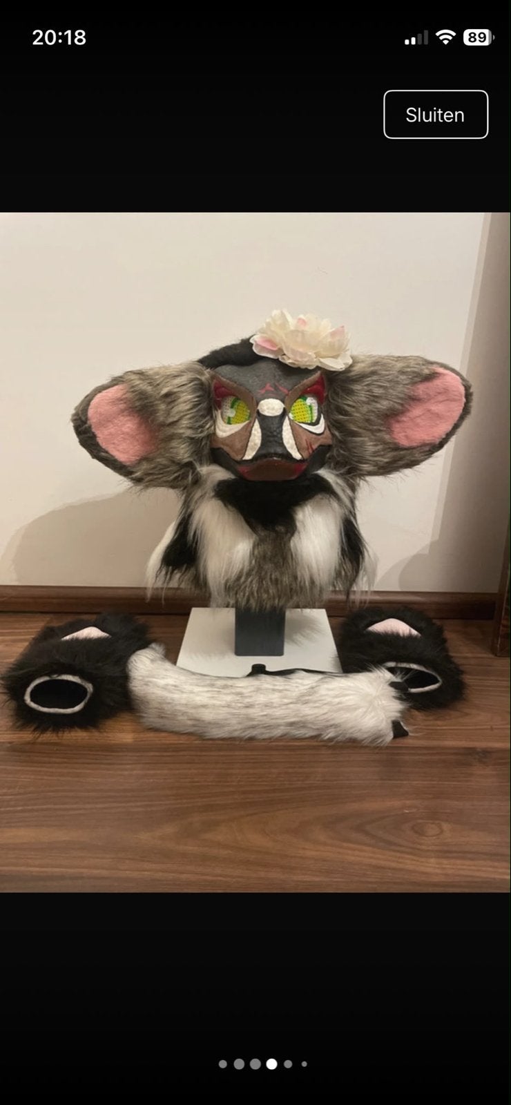 Fursuit Hoofd, Poten en Staart - Uniek Ontwerp, Hobby en Vrije tijd, Ophalen, Zo goed als nieuw, Overige typen
