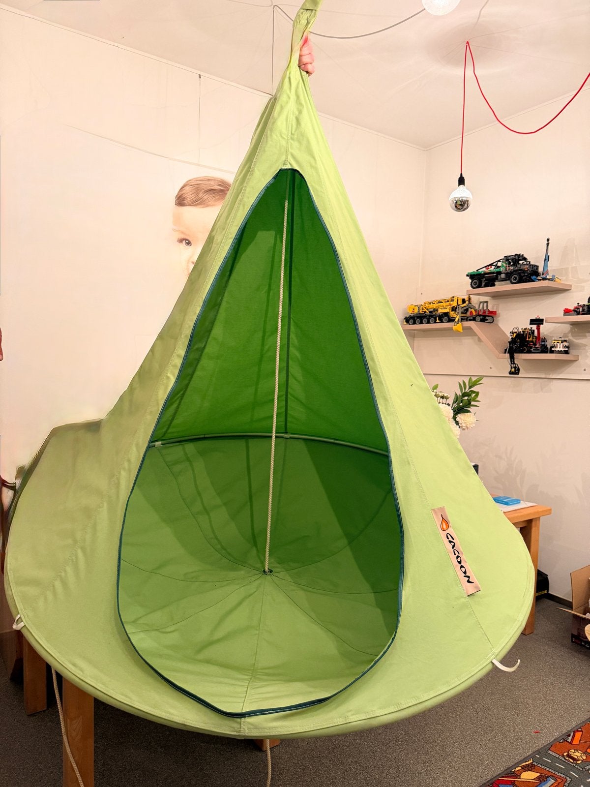 Cacoon Hangstoel/Schommel - Groen, Ophalen, Gebruikt, Schommel