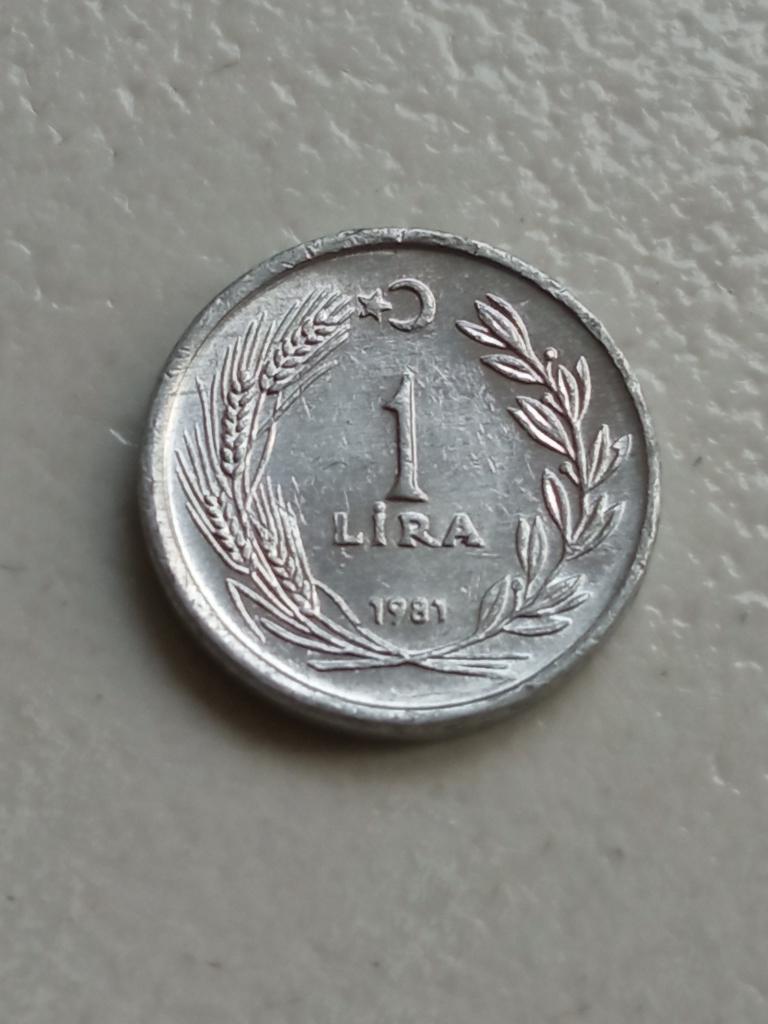 Turkije 1 lira 1981., Postzegels en Munten, Ophalen of Verzenden, Overige landen, Losse munt